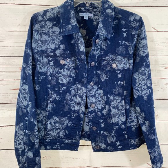 SOLD Isaac Mizrahi Live White Floral Print on Denim Jacket ~ NWOT - Picture 6 of 10